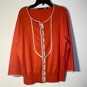 Stylish MOSCA Orange and Tan Cardigan